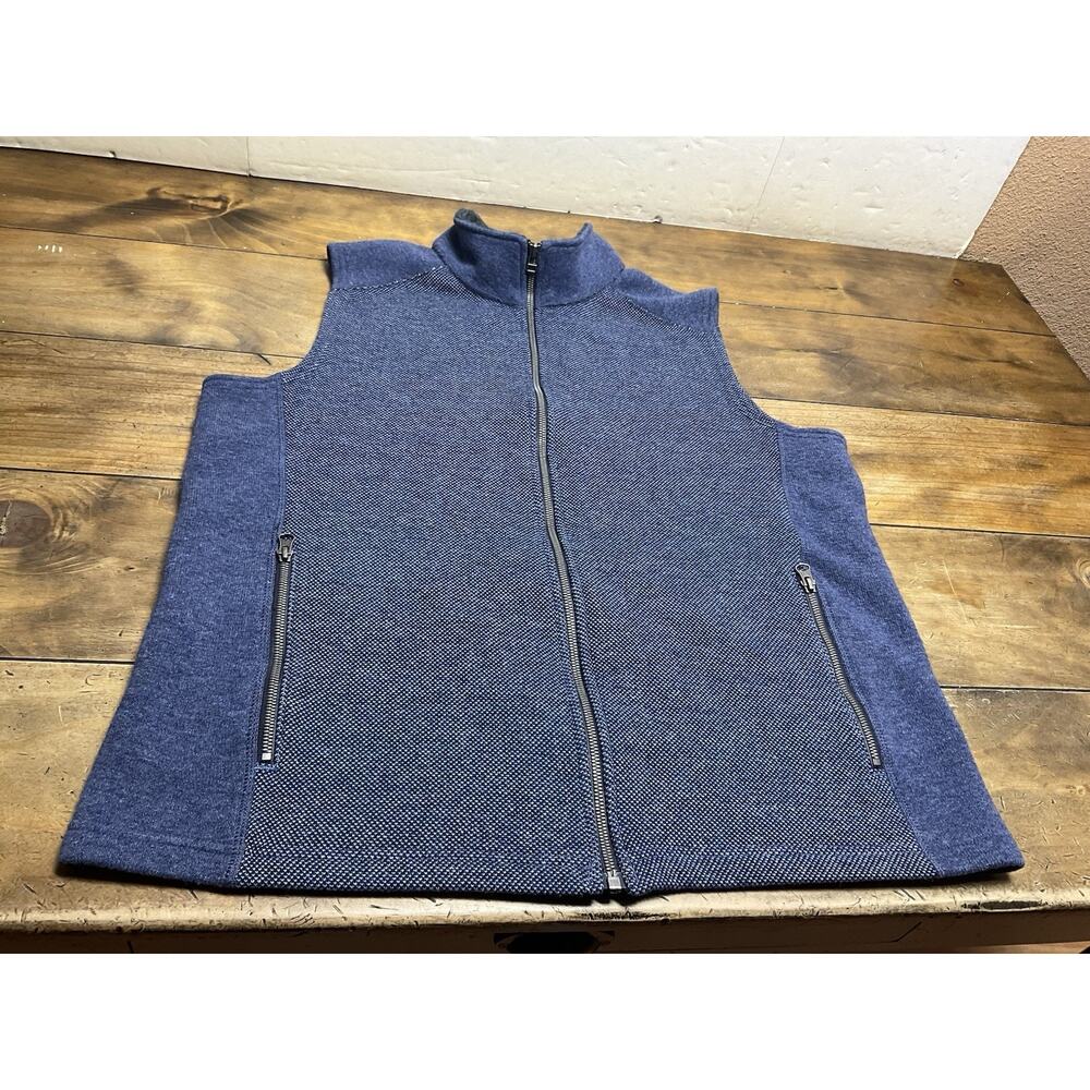 Overland Vest Mens Size Large Blue Wool Blend Sleeveless Casual Pockets Full Zip